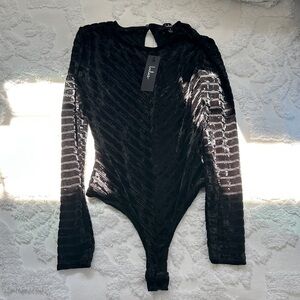Lulu's Textured Black Bodysuit